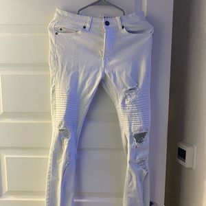 H&M White Skinny Ripped Jeans 28x30